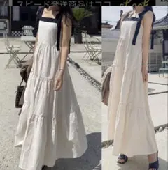 キャミソールワンピース リボンワンピース 肩紐リボン