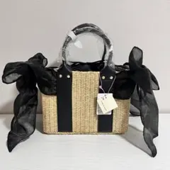 【新品・未使用】トランテアン カゴバッグ ブラック レア リボン