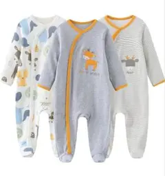 ベビーコンビ肌着 3着セット グレー 動物プリント