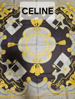 CELINE セリーヌ シルクスカーフ チェーンタッセル柄　トリオンフ
