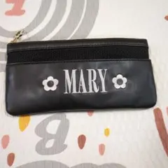 メッシュmaryロゴ刺繍 フラットペンケース(ブラック)のサムネイル
