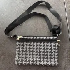 ハウンドトゥースパターン ショルダーバッグ　両面バッグ