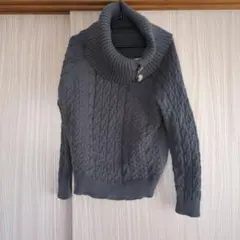 SHEIN グレー ケーブルニットタートルネック OXL