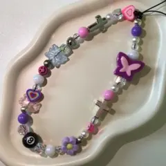 ハンドメイド スマートフォンストラップ カラフル