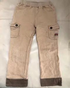 ベージュ ポケット付き ゴムウエストパンツ