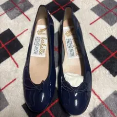 ファルファーレネイビーリボン付きフラットシューズ 39