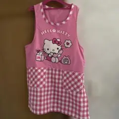 ハローキティ エプロン ピンク チェック柄