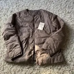 無印良品　MUJI ノーカラーブルゾン S ブラウン