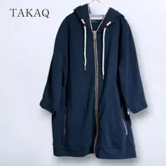 【タカキュー】フーディー ジップアップパーカー 七分袖 XL ロングジャケットのサムネイル