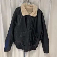 ファー付きブラックフェイクレザージャケット