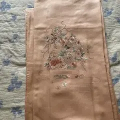 N訪問着サーモンピンク 刺繍花柄 袷 - メルカリ