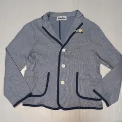 120★ファミリア★くるまマスコットブローチ付き！ストライプやわらかジャケット★