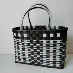 プラカゴバッグ モノトーン PPバンド ハンドメイド