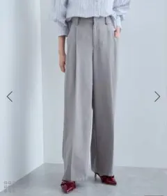 VIS 【美easy】リネンライクワンタックワイドスラックスパンツ　グレー