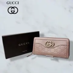 501 美品 GUCCI 長財布 ラウンドファスナー シマ インターロッキング