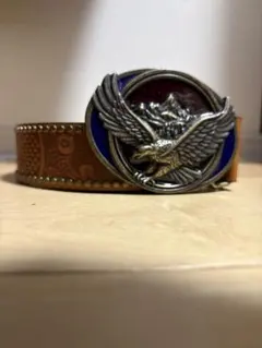 鷲バックル レザーベルト 茶色