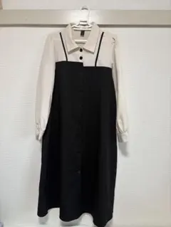 DAZY XL 長袖シャツワンピース ホワイト・ブラック
