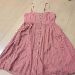 FOREVER 21 ストライプ柄 ノースリーブワンピース ピンク L