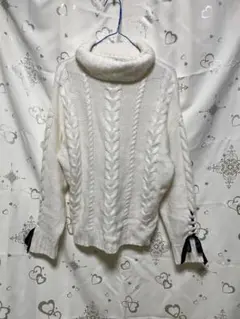 ケーブルニット ホワイト セーター M