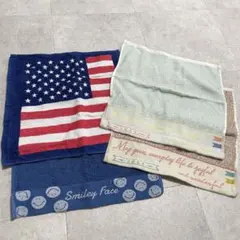 値下げ！未使用美品　西海岸風　ビーチ系ハンドタオル4枚セット　ブルー　ネイビー