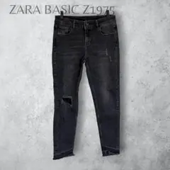 ZARA BASIC Z1975 スキニーダメージデニム ブラック　38のサムネイル