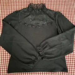 美品　axesfemmアクシーズ レース付きハイネック ブラックニット