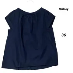 美品 Ballsey コットンギャザーブラウス 36 ネイビー 日本製 薄手のサムネイル
