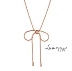 ピンクゴールド 【大人気】リボン サージカルステンレス ネックレス 金アレ対応