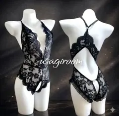 【セール】ボディスーツ セクシーランジェリー オープンクロッチ ブラック 黒