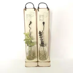 シャビーシック 木製一輪挿し 2個セット ハンドメイド