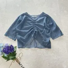 RETRO GIRL〔M相当〕シアー ヘソだし 半袖カットソー メロー 5分袖のサムネイル