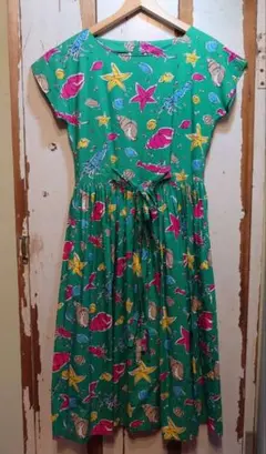 ☆US古着サマードレス/海の生き物/ワンピース/緑