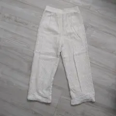 Vis　アイボリー レース風 パンツ
