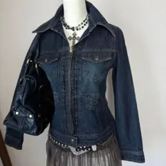 平成ギャル y2k グランジ デニムジャケット シングルライダース ギミック