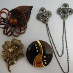 最終値下げ革ブローチなど4点まとめ売り