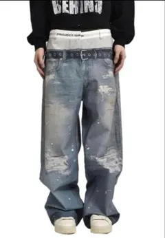 アサ・ニキ着用 PROJECT G/R トロンプルイユ デニムパンツ PROJECT G/R - TROMPE-L'ŒIL DENIM PANTS | HBX