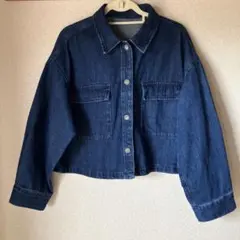 濃いデニム クロップドジャケット