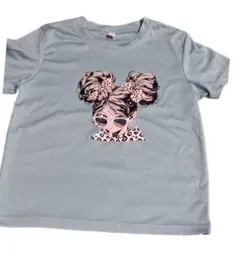 ガールズイラスト プリントTシャツ ライトブルー　ギャル　y2k 海外ガール