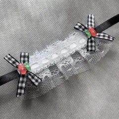 454 ぬいぐるみ用 ヘッドドレス 10cmぬい 黒 さくらんぼ リボン