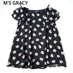 美品 M'S GRACY エムズグレイシー ブラウス 袖リボン 花柄 40 Lのサムネイル