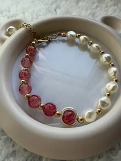 天然石パールブレスレット　ストーンブレスレット