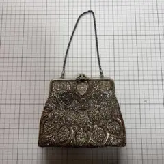 ビーズ装飾 パーティーバッグ ゴールド ブラウン