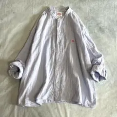 美品⭐️ビームス取扱 ダントン バンドカラーダブルガーゼシャツ 青 ゆったり
