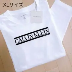 ★Calvin Klein【XL】 大人気の定番ユニセックス胸ロゴプリント長袖T