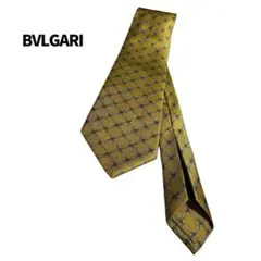 【美品】ブルガリ ネクタイ 金 ゴールド 総柄 小紋柄 シルク イタリア製