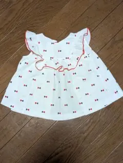 Jacadi ハートリボン柄 フリルシャツ