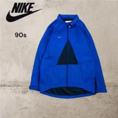 【ナイキ】90sテックナイロンジャケットCLIMAFITドローコード青黒刺繍ロゴ