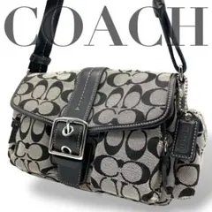 美品 COACH コーチ☆ワンショルダー シグネチャー キャンバス レザー 黒