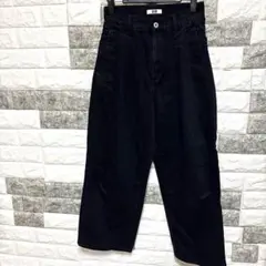 美品【ユニクロユー】UNIQLO U タックデニム ワイドパンツ22/S黒