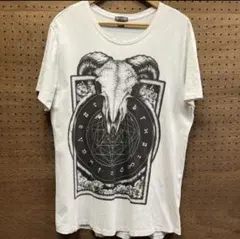 H&M 希少　悪魔Tシャツ　サタン 666 デビル 白 オーバーサイズ　Lのサムネイル